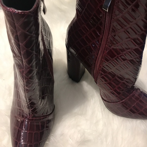 SOLD ❌ Burgundy Croc Ankle Booties - Picture 4 of 6